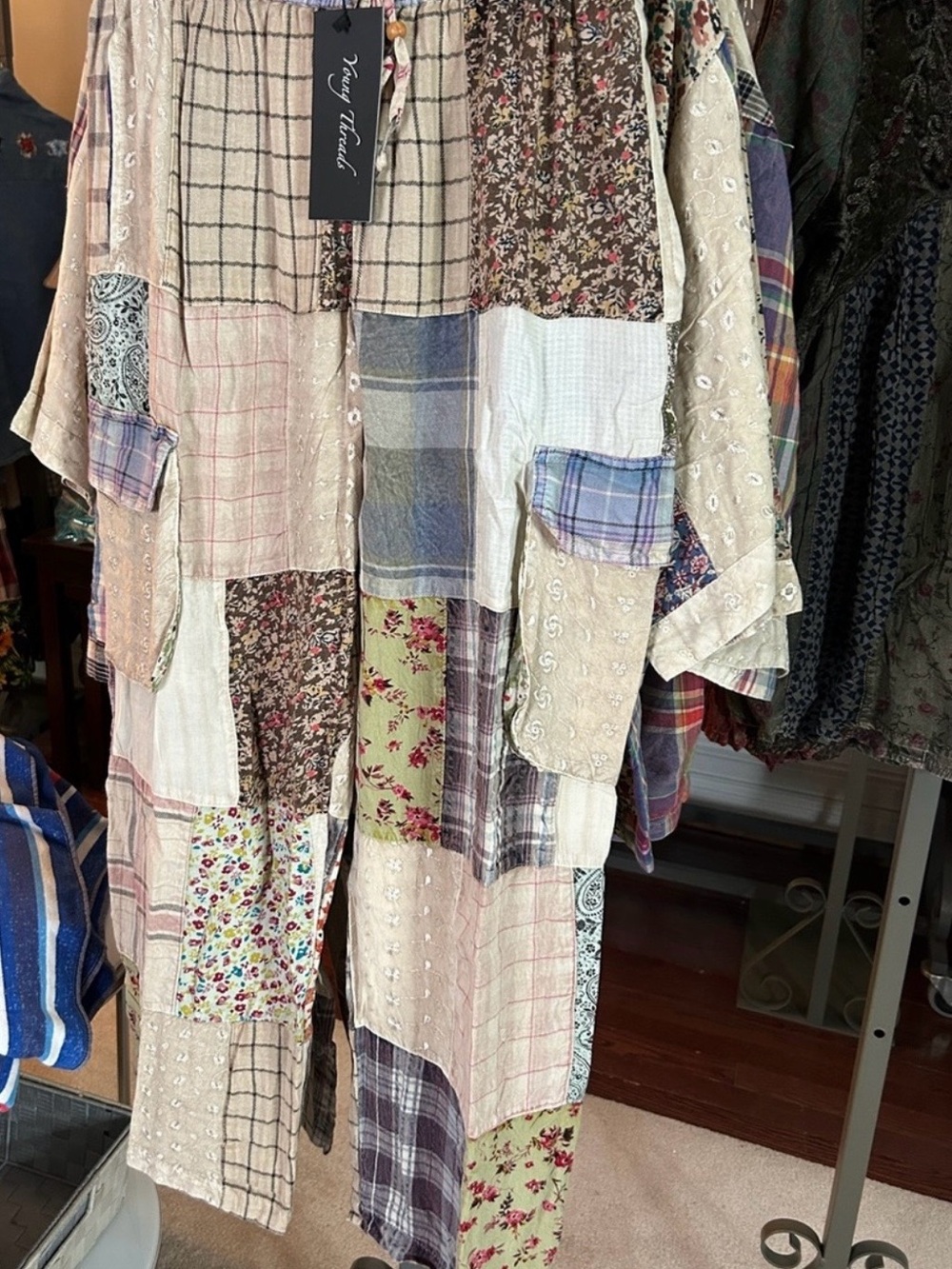 Young Threads Patchwork Pants Beige Multi - Picture 3 of 4
